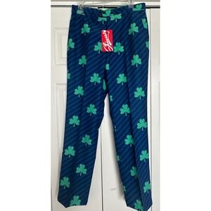 NWT Shinesty Shamrocks Striped Golf Dress Pants‎ 31x32 St Patricks Day Party